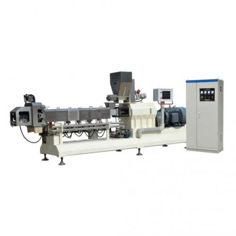 Twin screw extruder for producing dog food